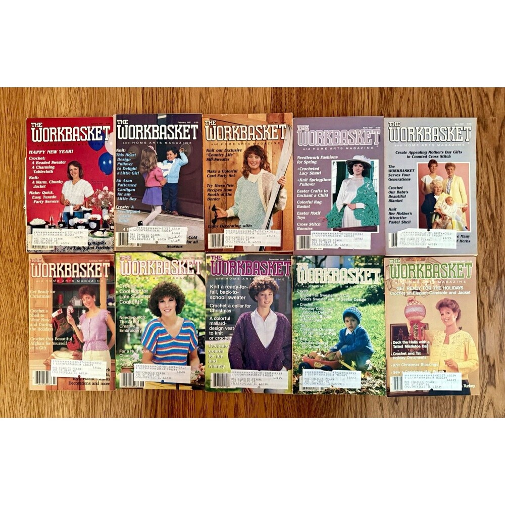 The Workbasket Magazine 1987 Lot of 10 Jan-Oct, Dec Craft Crochet Knitting